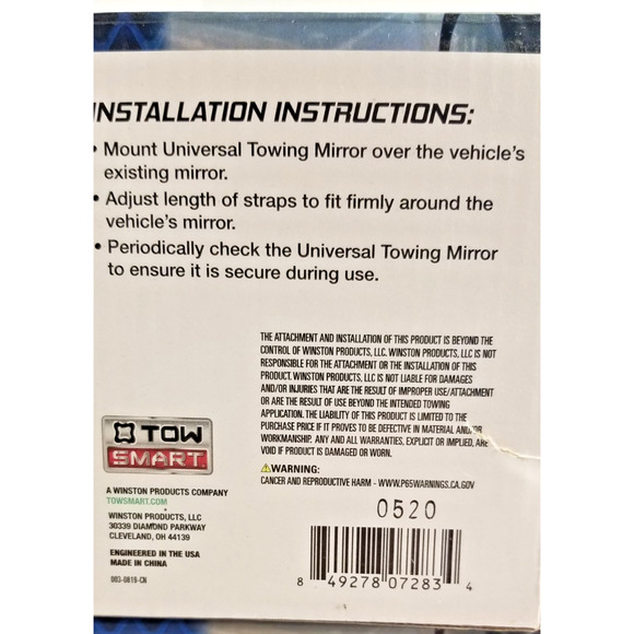 2- Pack Universal Towing Mirrors Tow Smart Extra Large Mirror Adjustable Straps - Picture 3 of 8